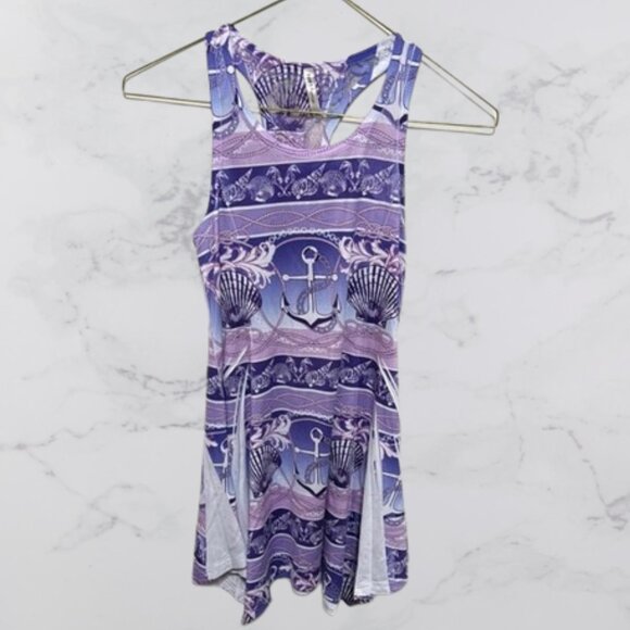 Girls Size M Purple Nautical Print Tank Dress - Picture 1 of 5